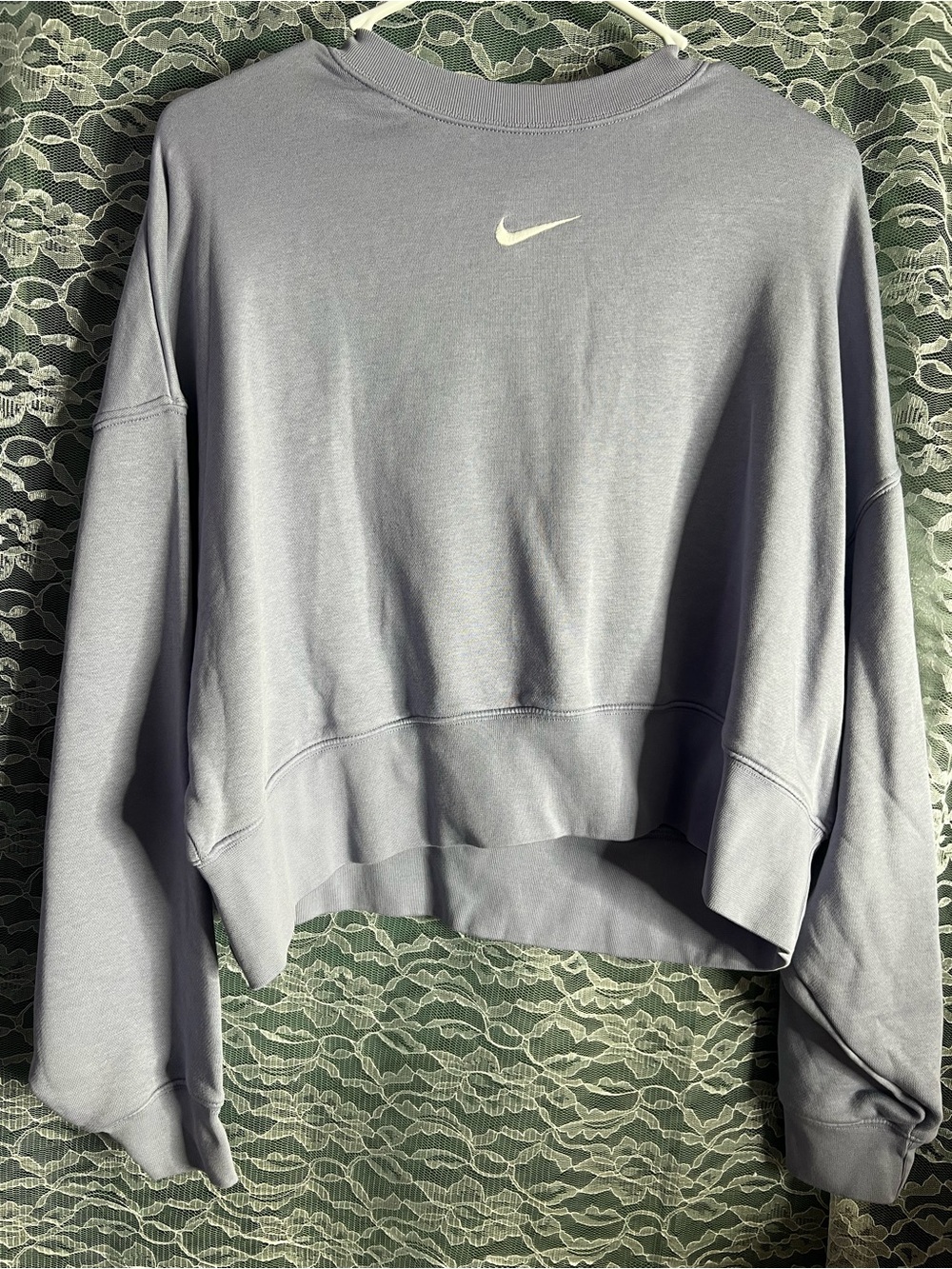 Nike Light Purple Crewneck Cropped Sweater Womens Oversized XS